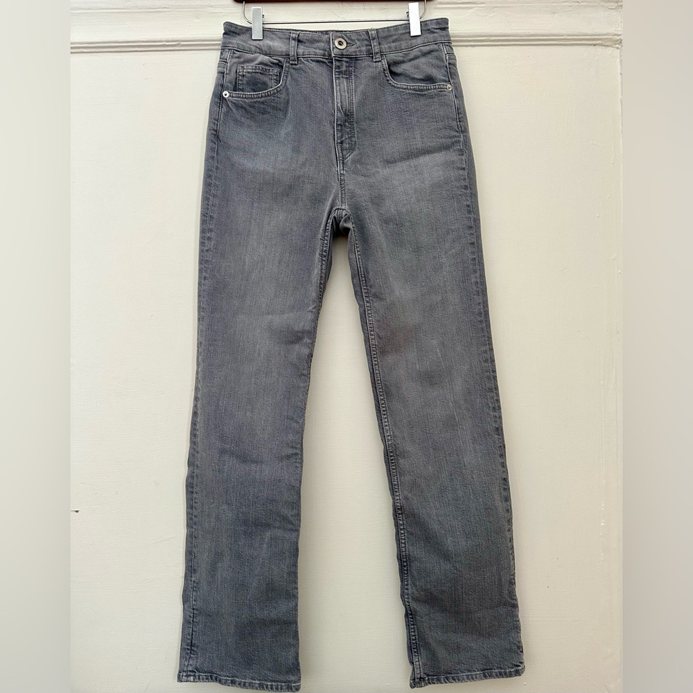 Massimo Dutti Women's Straight Fit High-Waist Jeans US 8 Excellent Grey